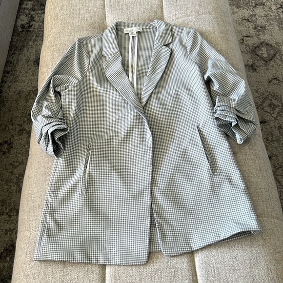 RACHEL ZOE CHECKED  JACKET GREY AND WHITE M - Picture 3 of 8